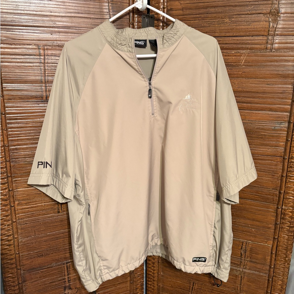 Ping Mens Beige ShortSleeve Windbreaker Pullover